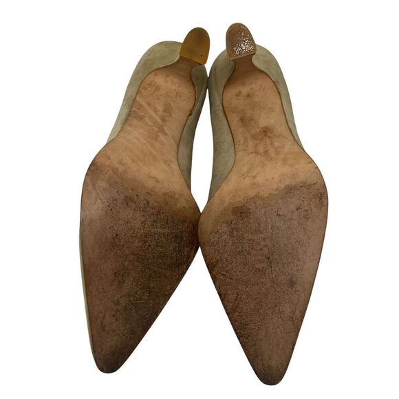 Enzo Angiolini Suede Leather Pointed Toe High Heel Shoes Pump Tan Beige Size 9 - Picture 7 of 8